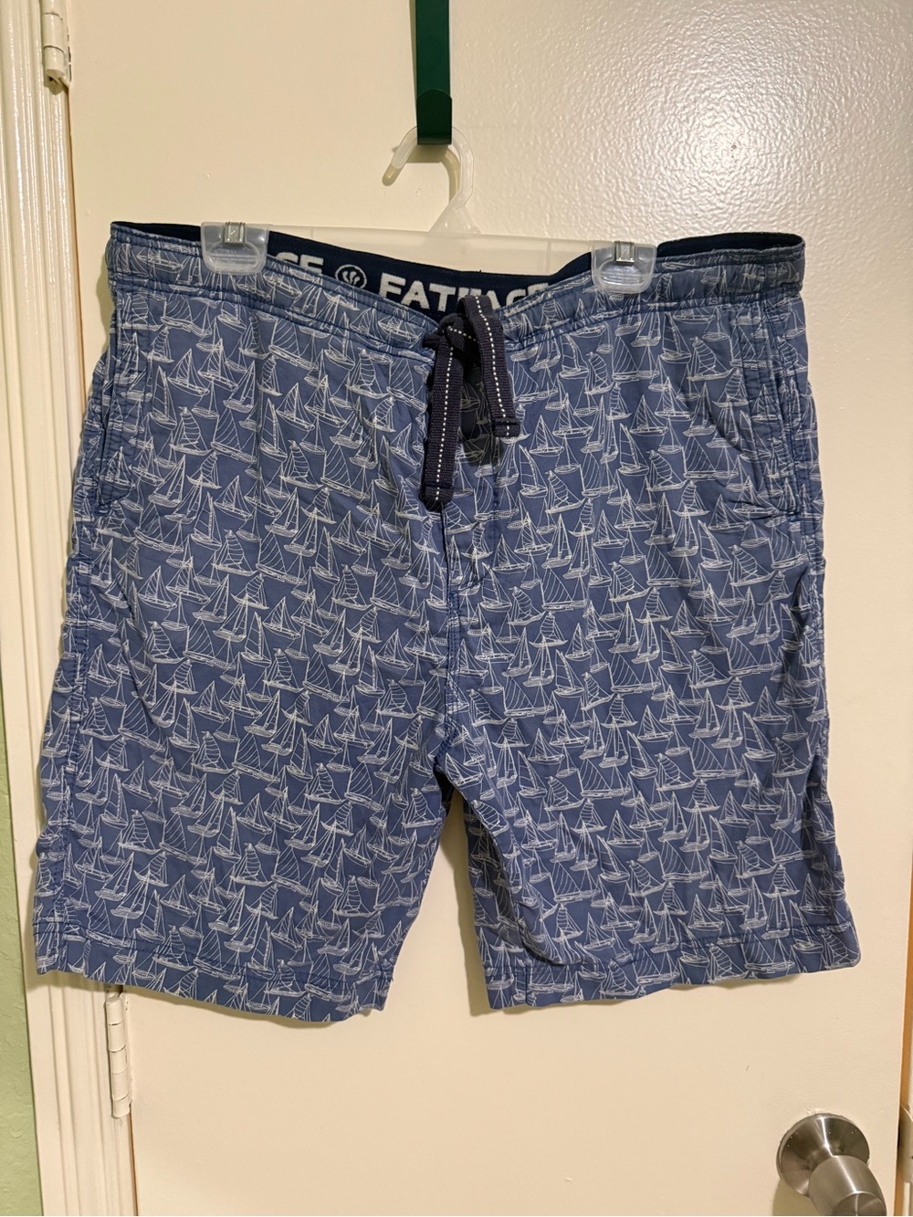 Fat Face Navy Blue Logo Waistband Swim Trunks